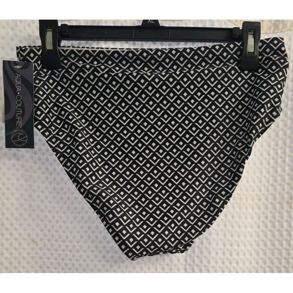 NEW Aqua Couture Womens Swim Bikini TOP & BOTTOM SET Black White Size M - Picture 8 of 12